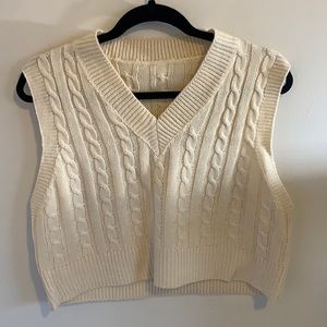 cream/beige cropped sweater vest